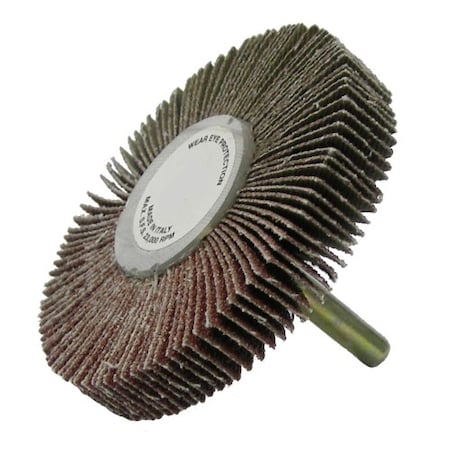 Weiler 3" x 1/2" Tiger Coated Abrasive Flap Wheel, 1/4" Stem, 60AO 52024